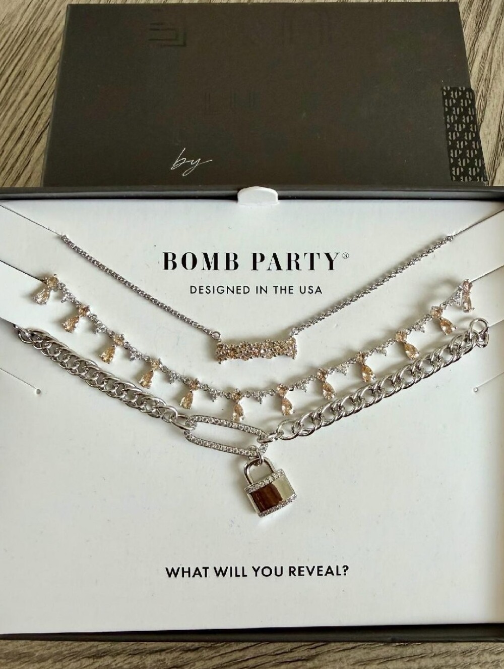 Bomb Party Lock It Up Necklace RBP5826 Retro Luxe Layers Spring 2023 - NIB